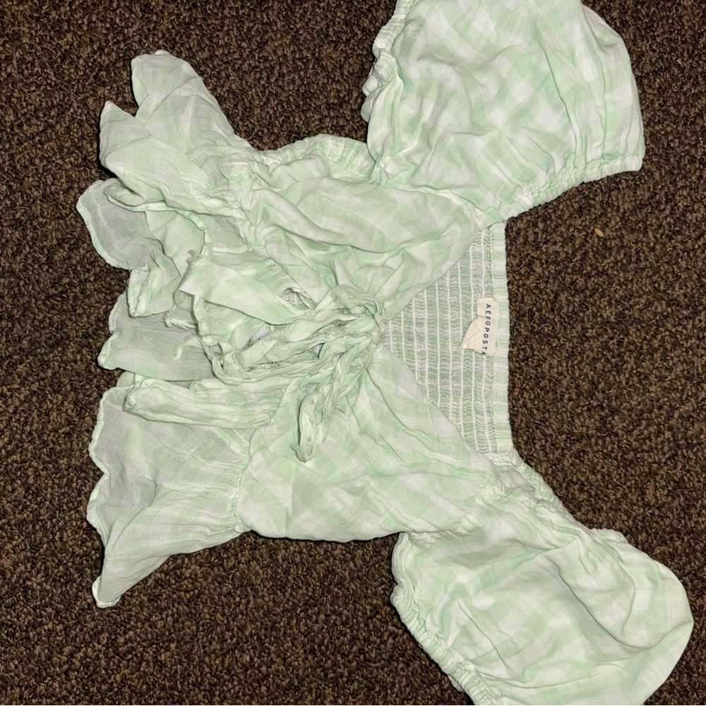 Aeropostale Mint Green Smocked Top